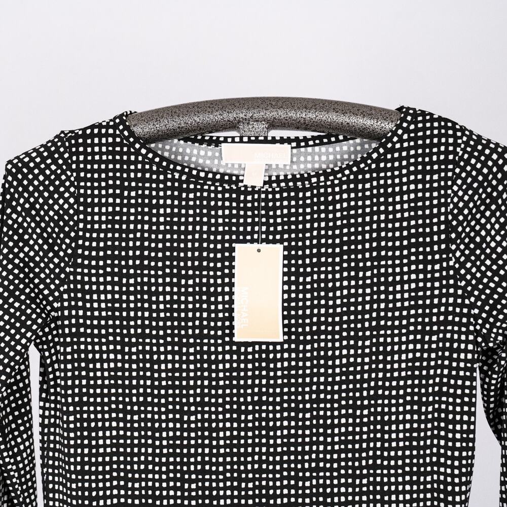 MICHAEL Kors Women's Stretch Knit Shift Dress SZ MEDIUM Capsule Check Career B&W - Picture 3 of 4